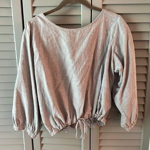 Long Sleeved Reversible Linen Gray Top